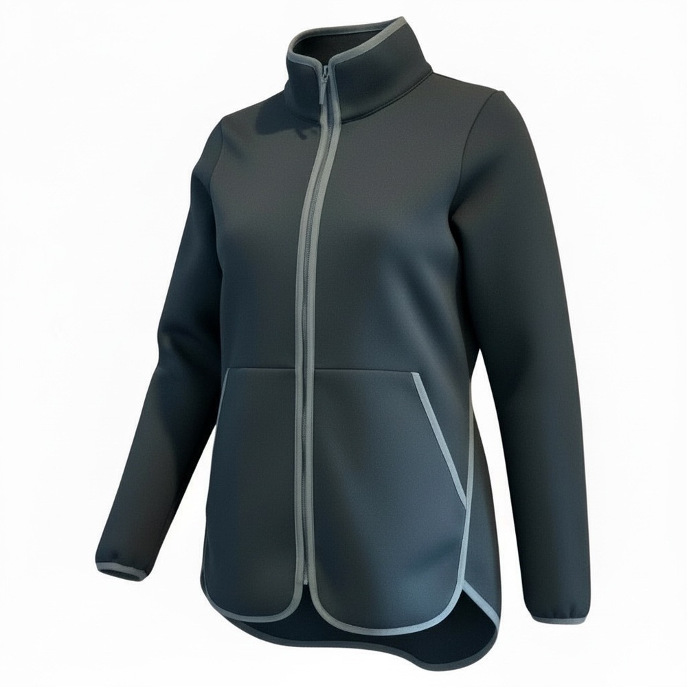 The North Face Women's Thermal 3D Full Zip Scuba Jacket Black W/ Gray Trim Sz M
